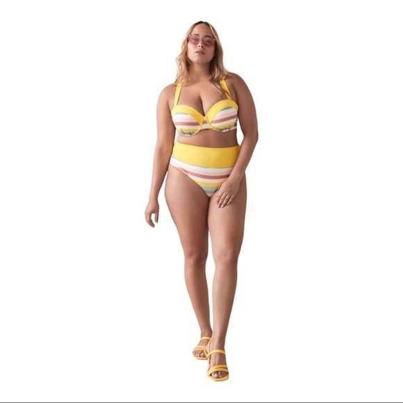 NWT Addition Ellle Yellow stripe Bikini Top in Primrose Yellow - Picture 5 of 6